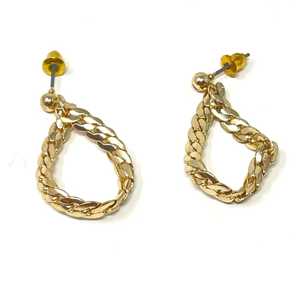 New Anthropologie Drop Chain Earrings Gold - Picture 2 of 4